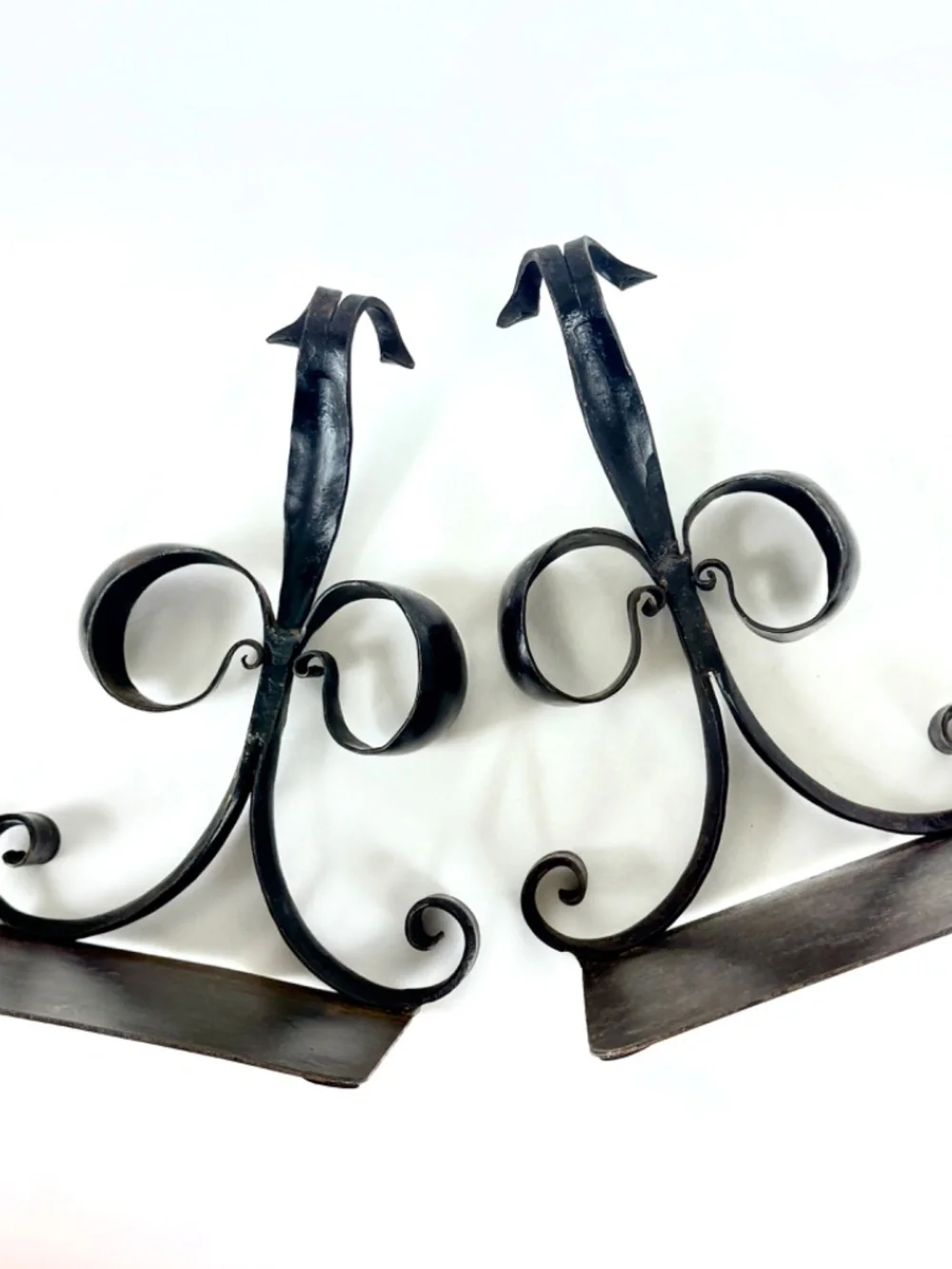 Antique Fleur De Lis Bookends for Large Volumes French Hand Forged Iron